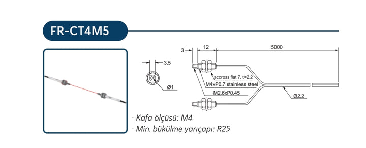 M4 Karşılıklı Fiber Optik Kablo 5m Raxoll FR-CT4M5