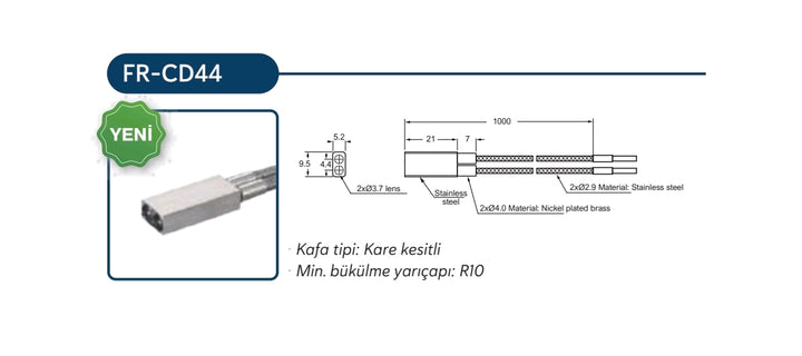 Cisimden Yansımalı Mercekli Kübik Uzun mesafe Fiber Optik Sensör Kablo 1m Raxoll FR-CD44