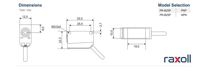 Minyatür Arka Fon Bastırmalı BGS Npn Fotoelektrik Sensör Raxoll PR-B25N