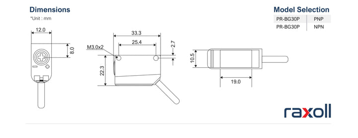 Minyatür Arka Fon Bastırmalı BGS Lazer Sensör Npn Raxoll PR-BG30N