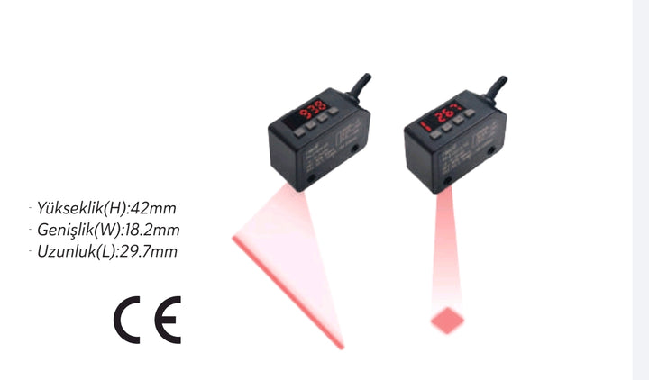 Dijital Ekranlı Kare Işık Spot Cisimden Yansımalı 1000mm Algılama PNP Raxoll PR-D1000S-PS