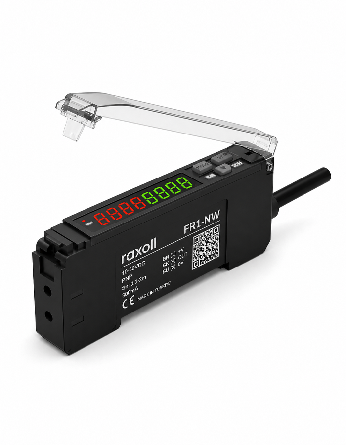 Raxoll FR1-NW Beyaz Işık Fiber Optik Renk Amfisi NPN 2m Kablolu