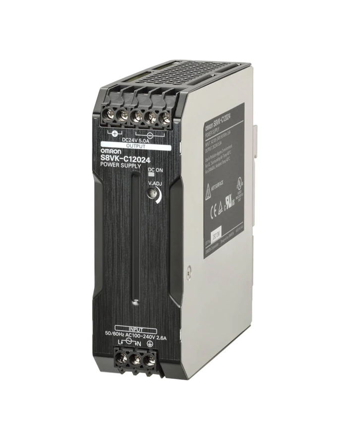 Omron Kitap tip Monofaze Güç Kaynağı Ray Tip 120 W, 24VDC, 5A S8VK-C12024